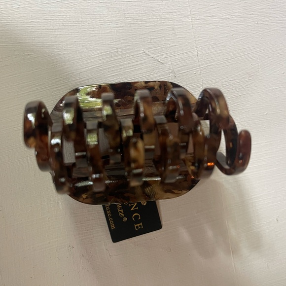 NWT FRANCE LUXE Hair DOUBLE TOOTH JAW Claw Clip Brown Pavlova $68 - Picture 4 of 4